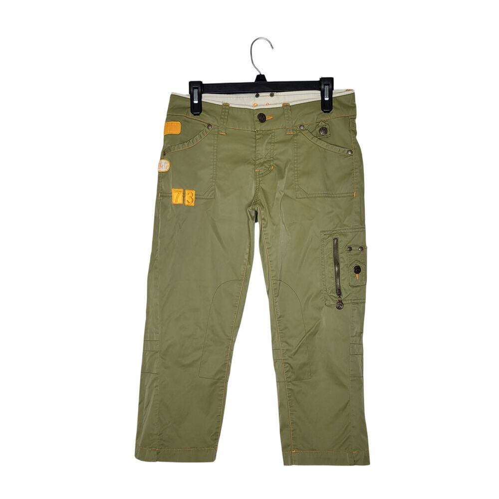 Pepe Jeans Capris Womens 27 Army Green Utility Patches Zippers Festival Hiking